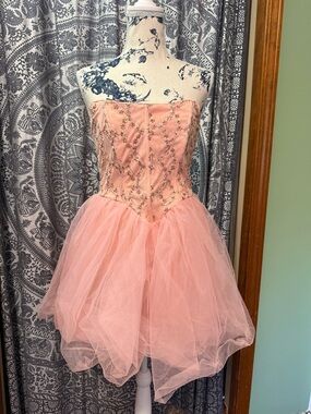 Strapless sequin Pink Tulle Party-event  Dress for juniors/teen size